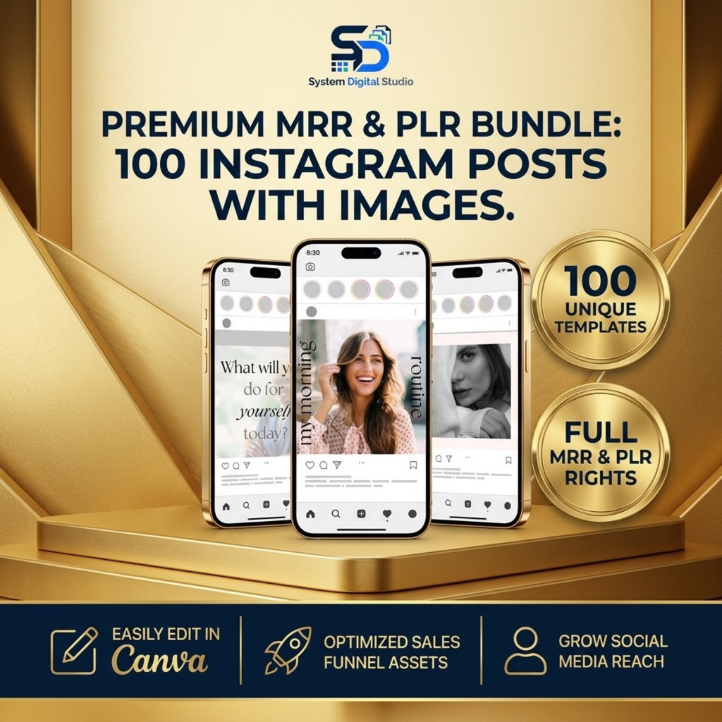 100 Instagram Post Templates | Editable Canva PLR MRR
