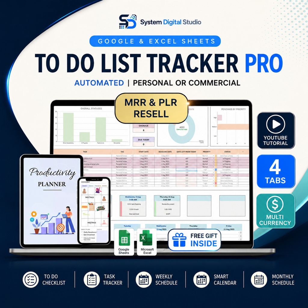 Productivity Spreadsheet Bundle with PLR & MRR
