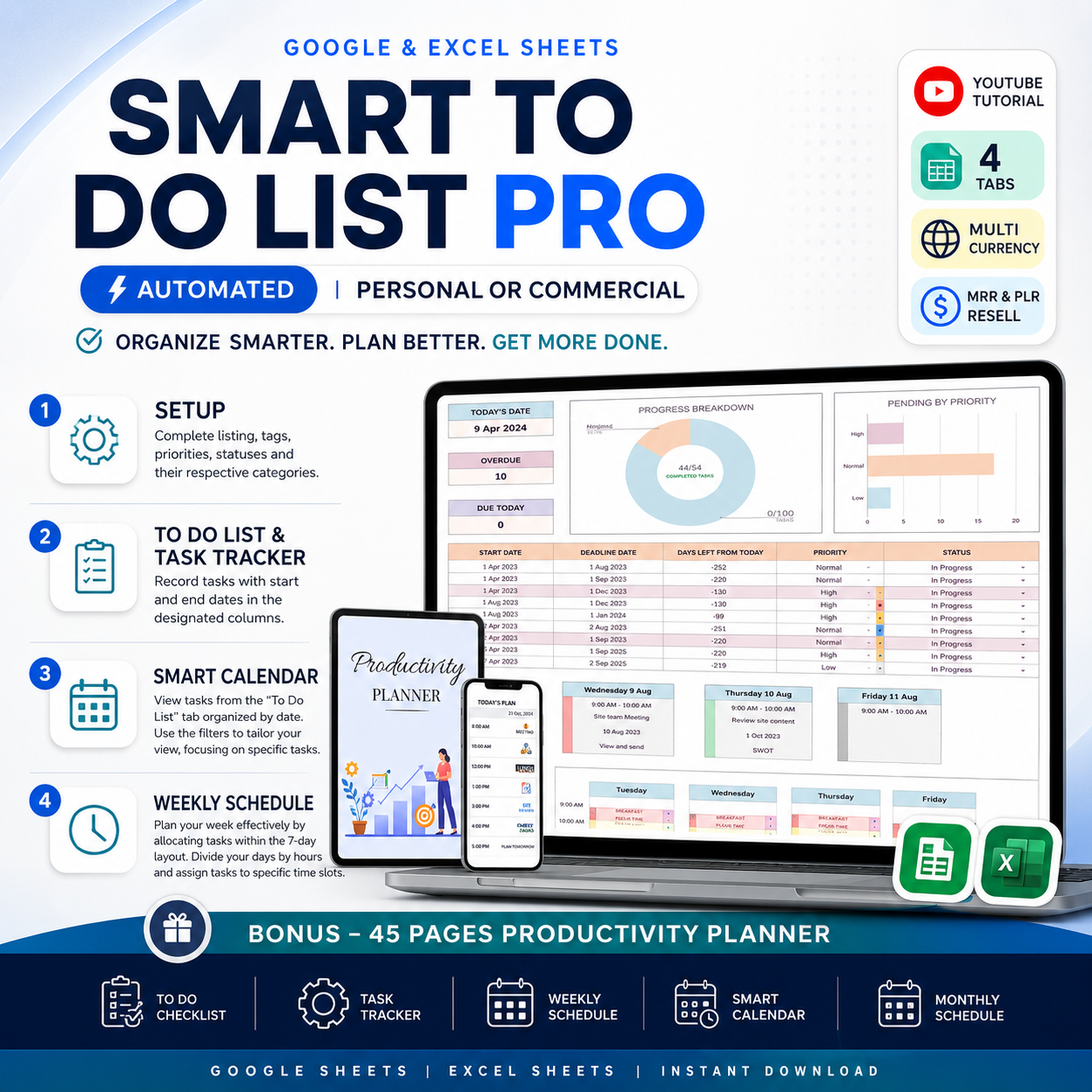 Family Organizer Spreadsheet Bundle with MRR & PLR