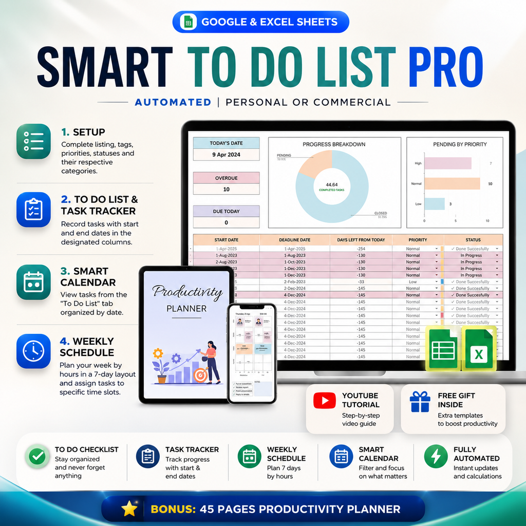 Productivity Spreadsheet Bundle with PLR & MRR