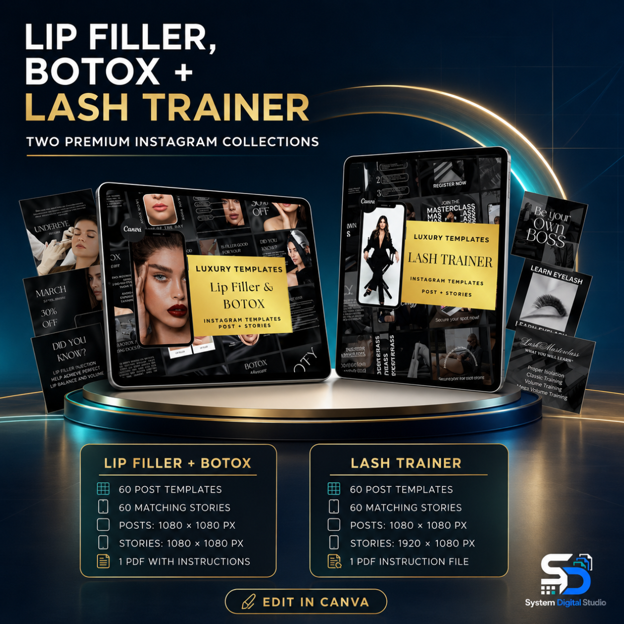 Beauty & Esthetician Canva Template Bundle