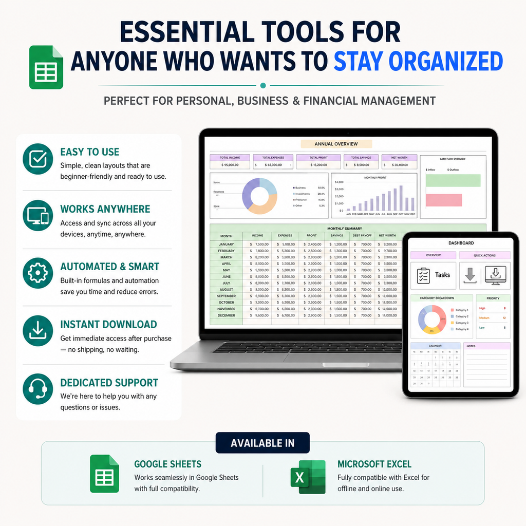 Productivity Spreadsheet Bundle with PLR & MRR