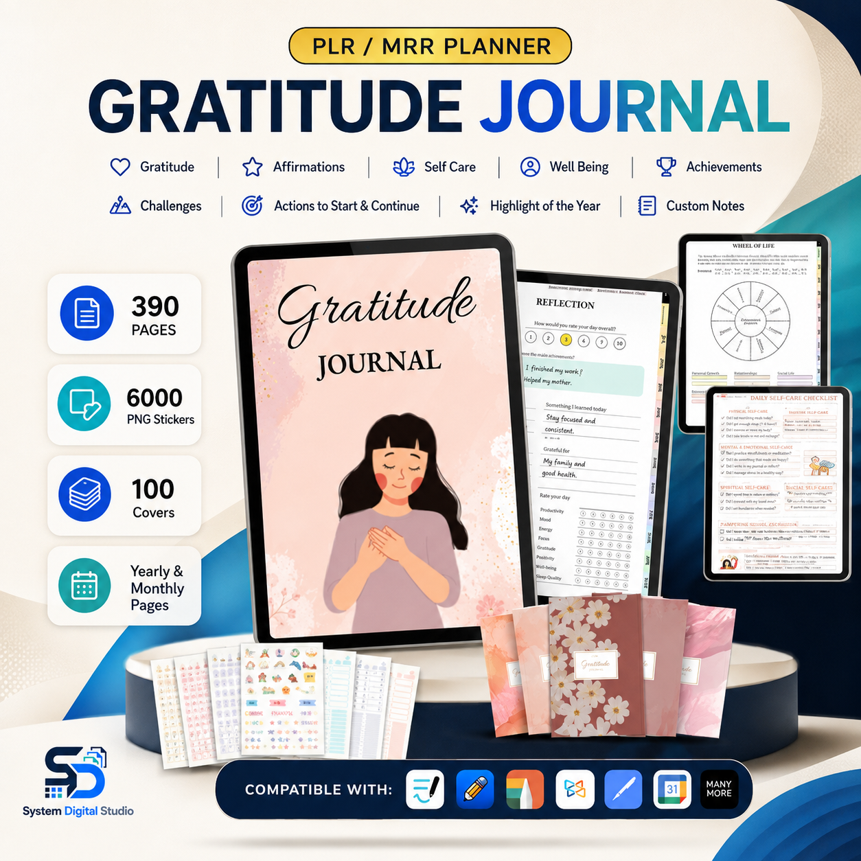 Gratitude Journal Digital Planner with PLR & MRR Rights