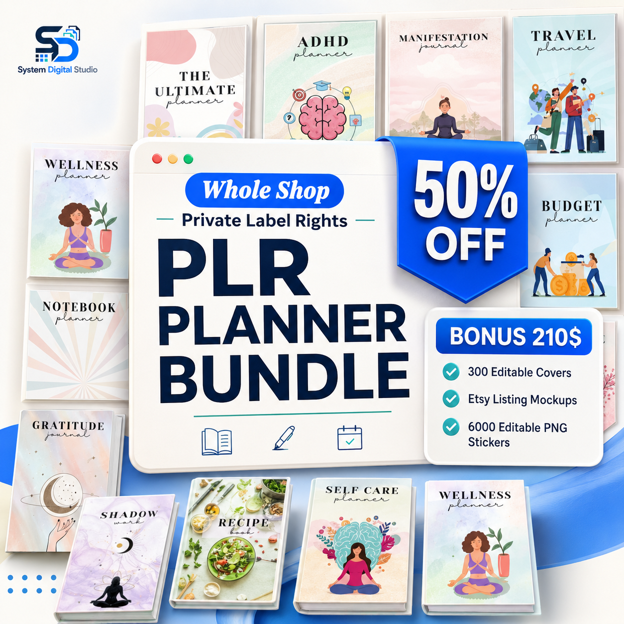 Hyperlinked Digital Planner Bundle with PLR Rights