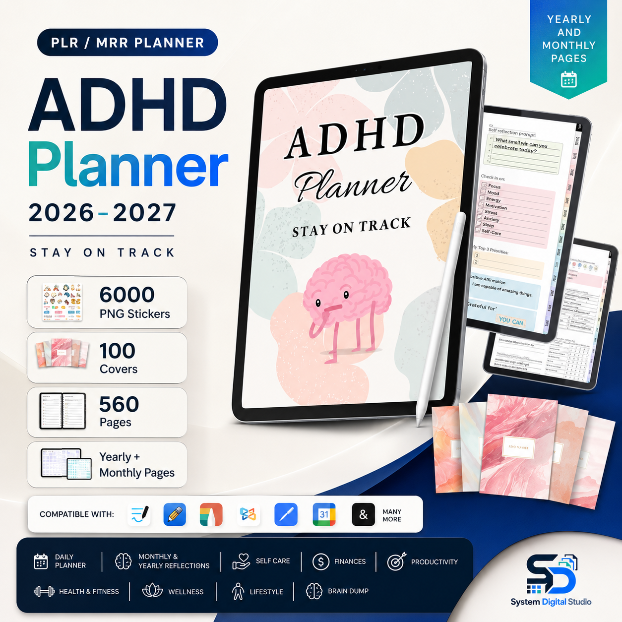 ADHD Digital Planner 2026–2027 | PLR & MRR Rights