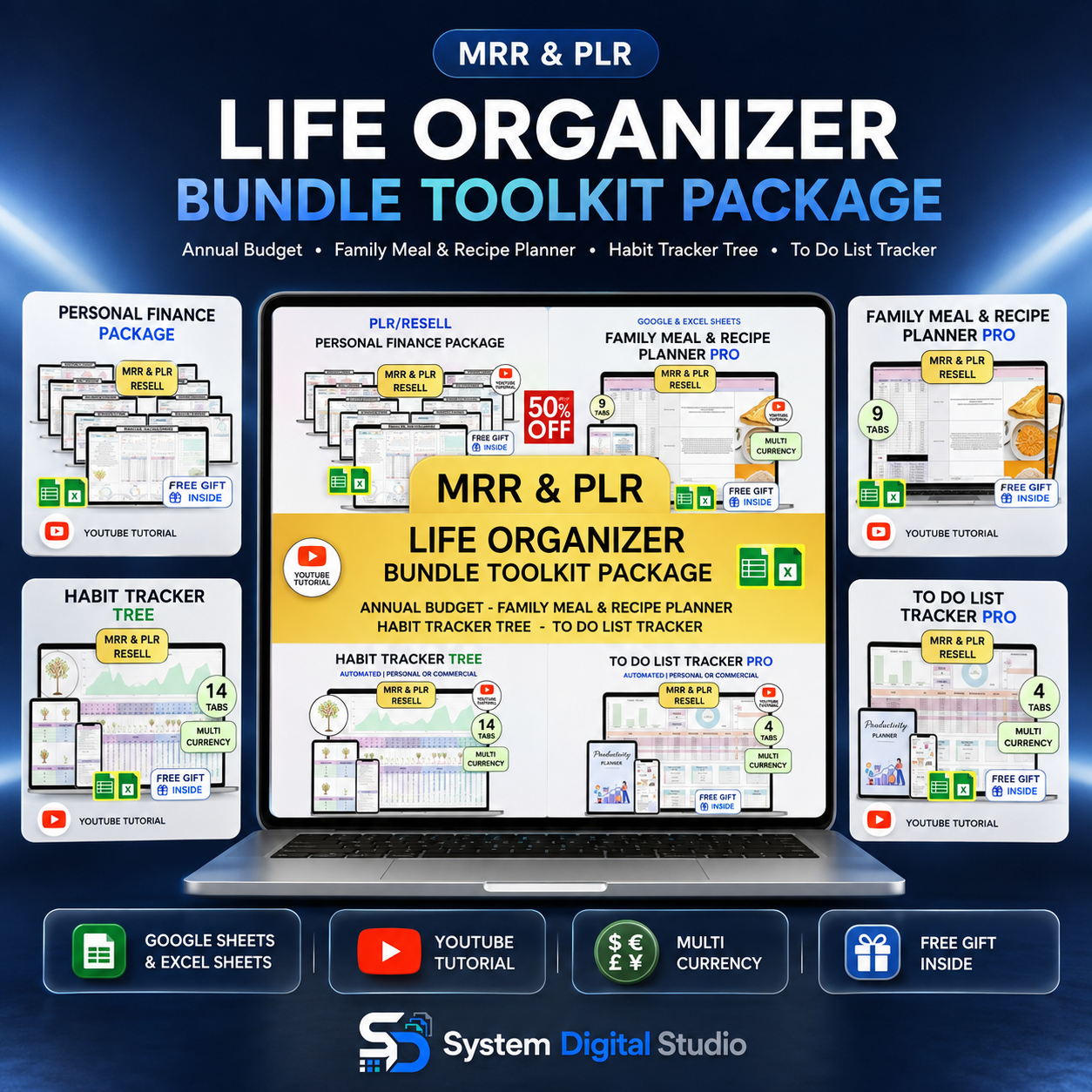 Life Organizer Spreadsheet Bundle with PLR & MRR