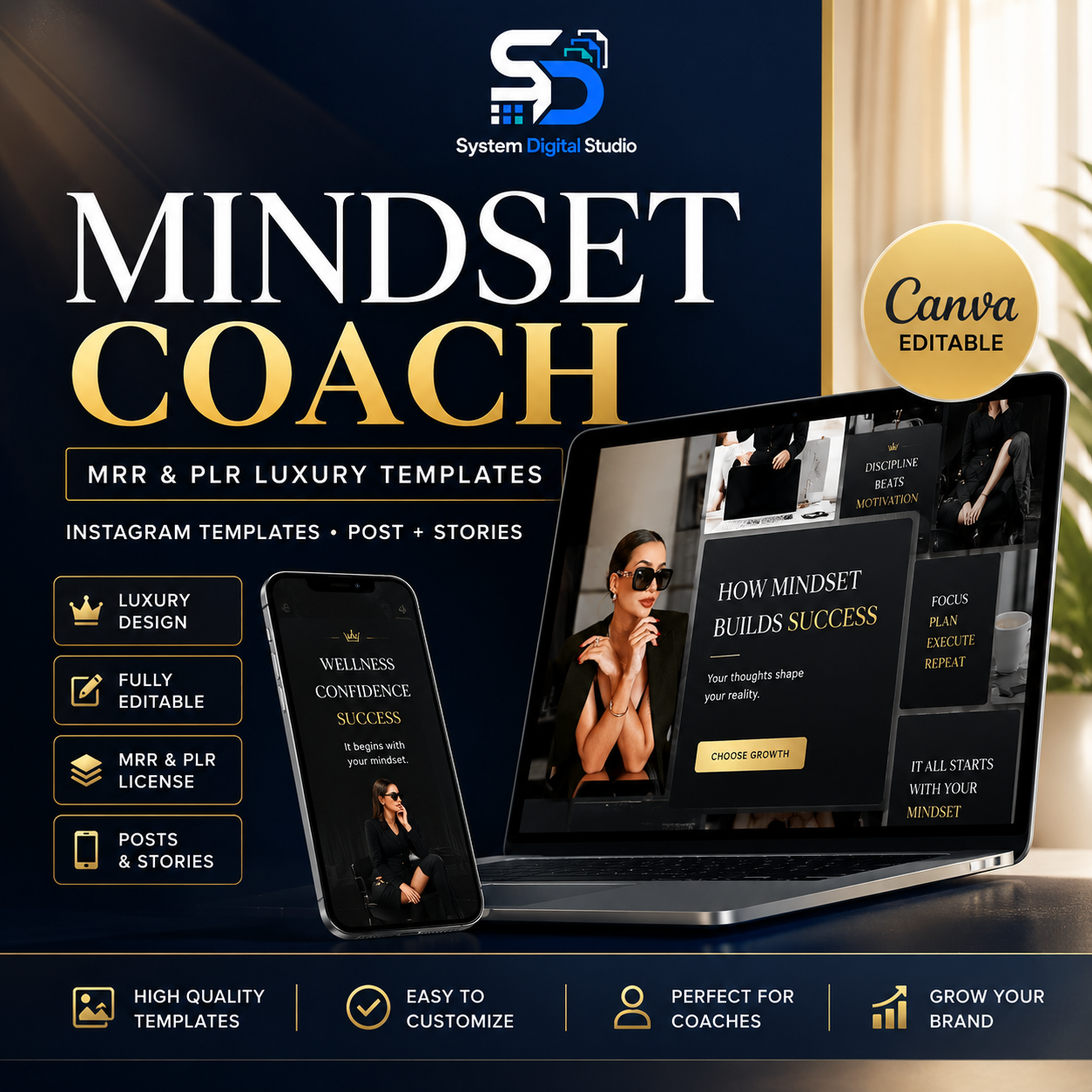 Mindset Coach Instagram Templates | Life Coach Canva Templates
