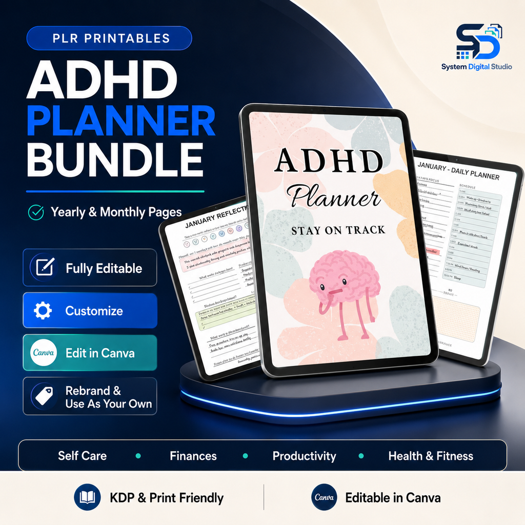 PLR Printable ADHD Planner | Editable Canva Template