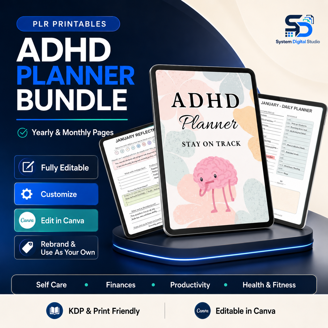 PLR Printable ADHD Planner | Editable Canva Template