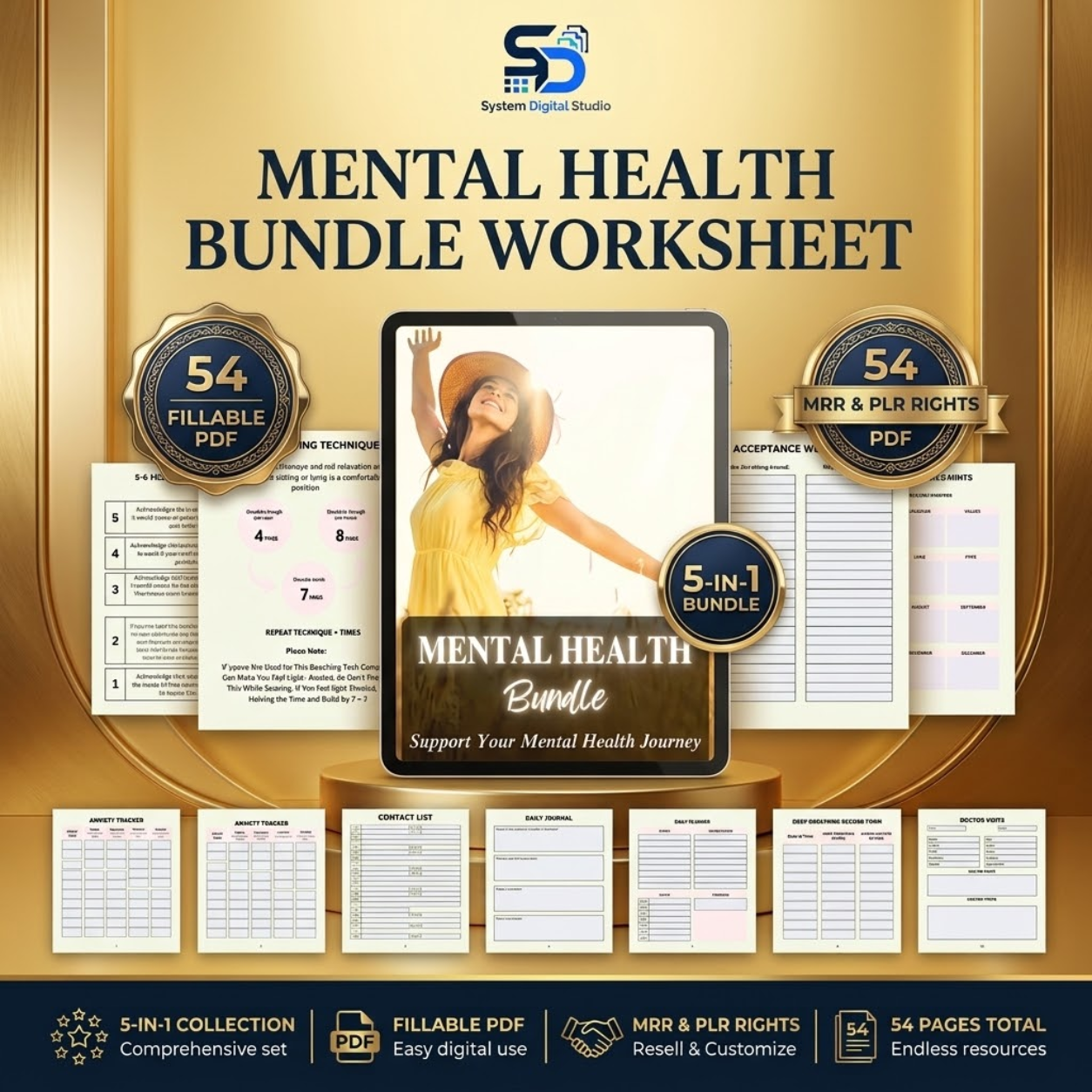 Mental Health Worksheets | Printable Self-Care & Wellness Bundle