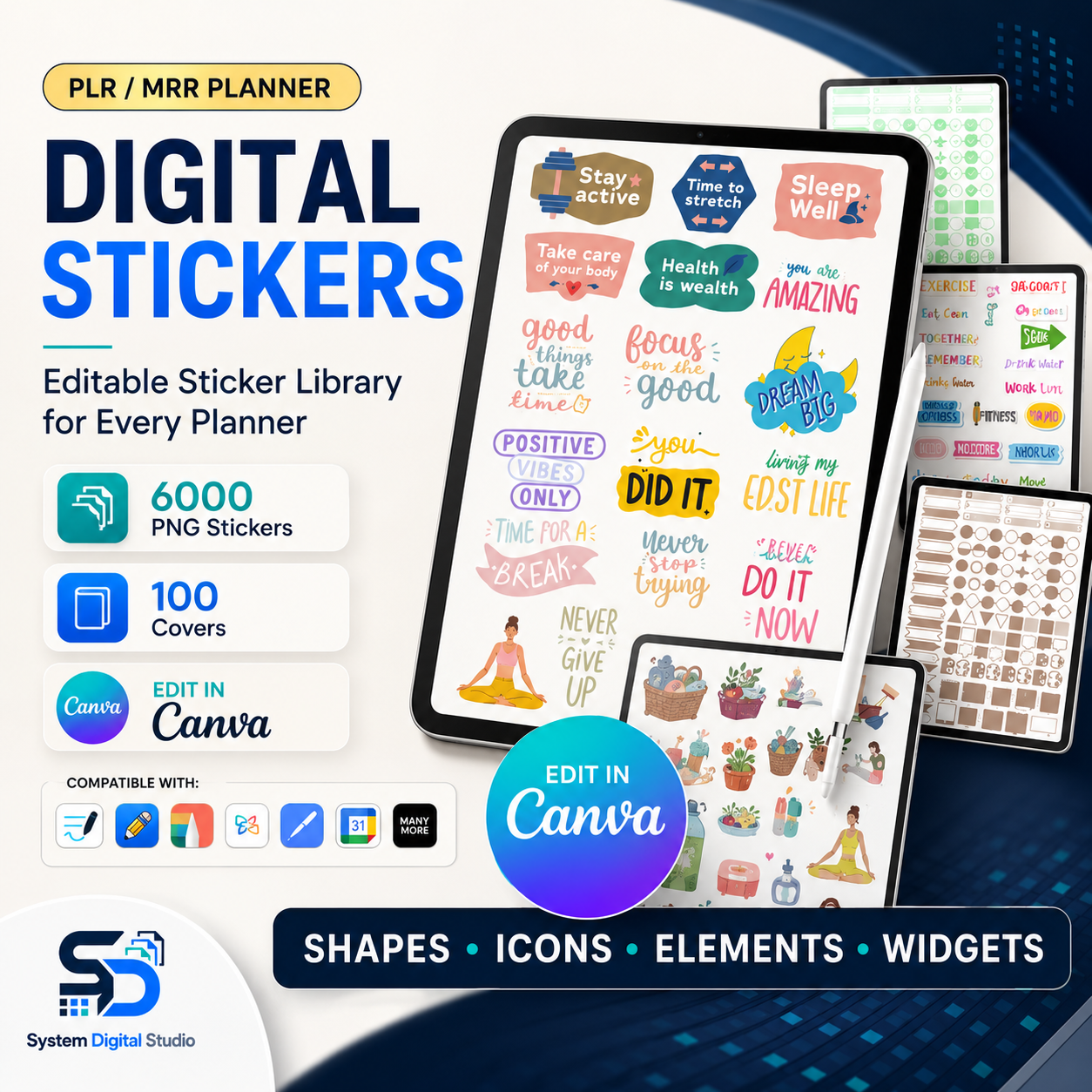 Digital Planner Stickers Bundle – 6,000 PNG Icons & Shapes