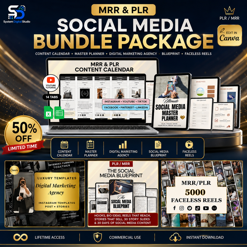 Social Media Planner Bundle & Content Calendar