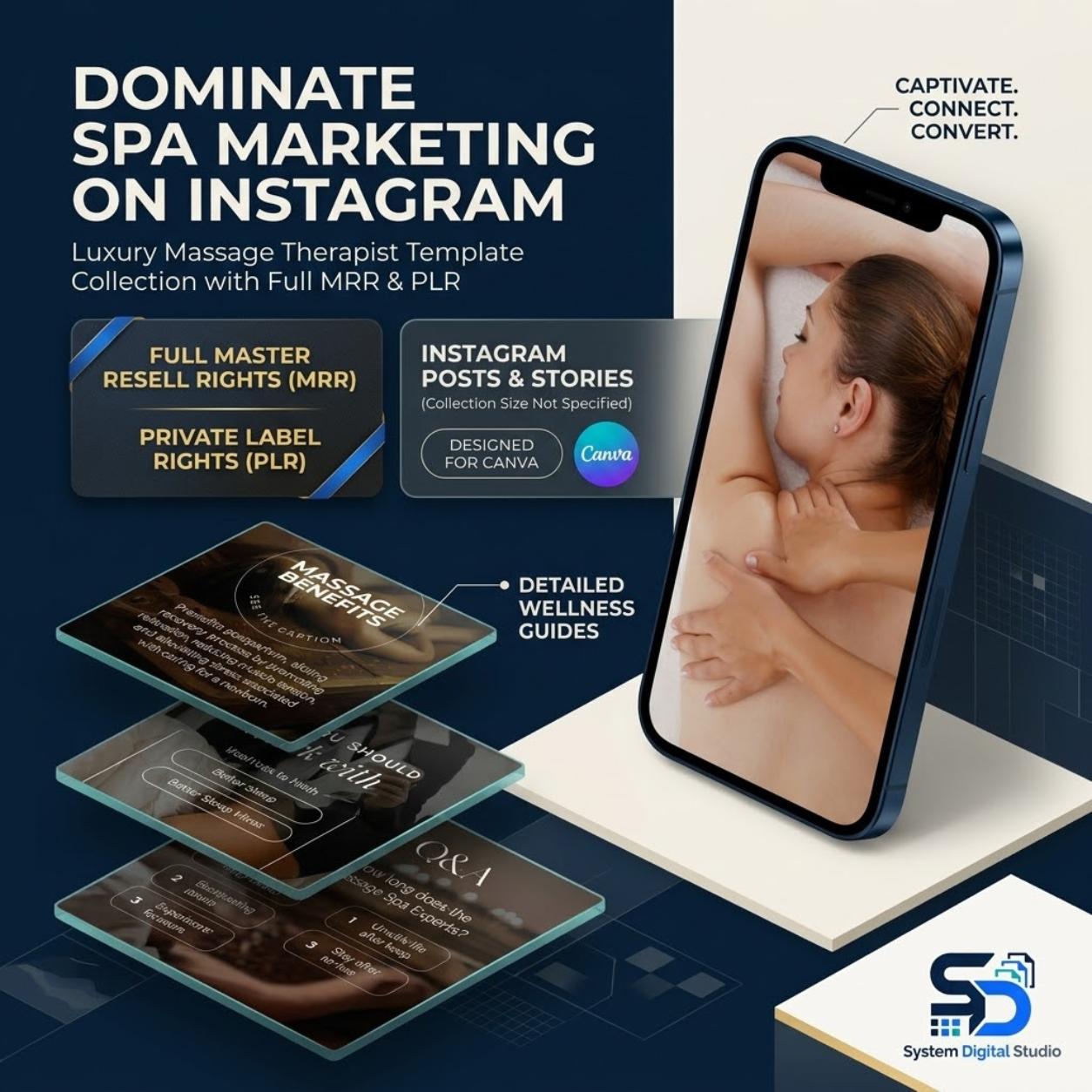 180 Massage Instagram Templates | Massage Therapist Social Media Posts | Spa Instagram Posts