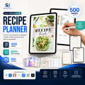 Recipe Digital Planner PLR MRR | 500-Page Canva Template
