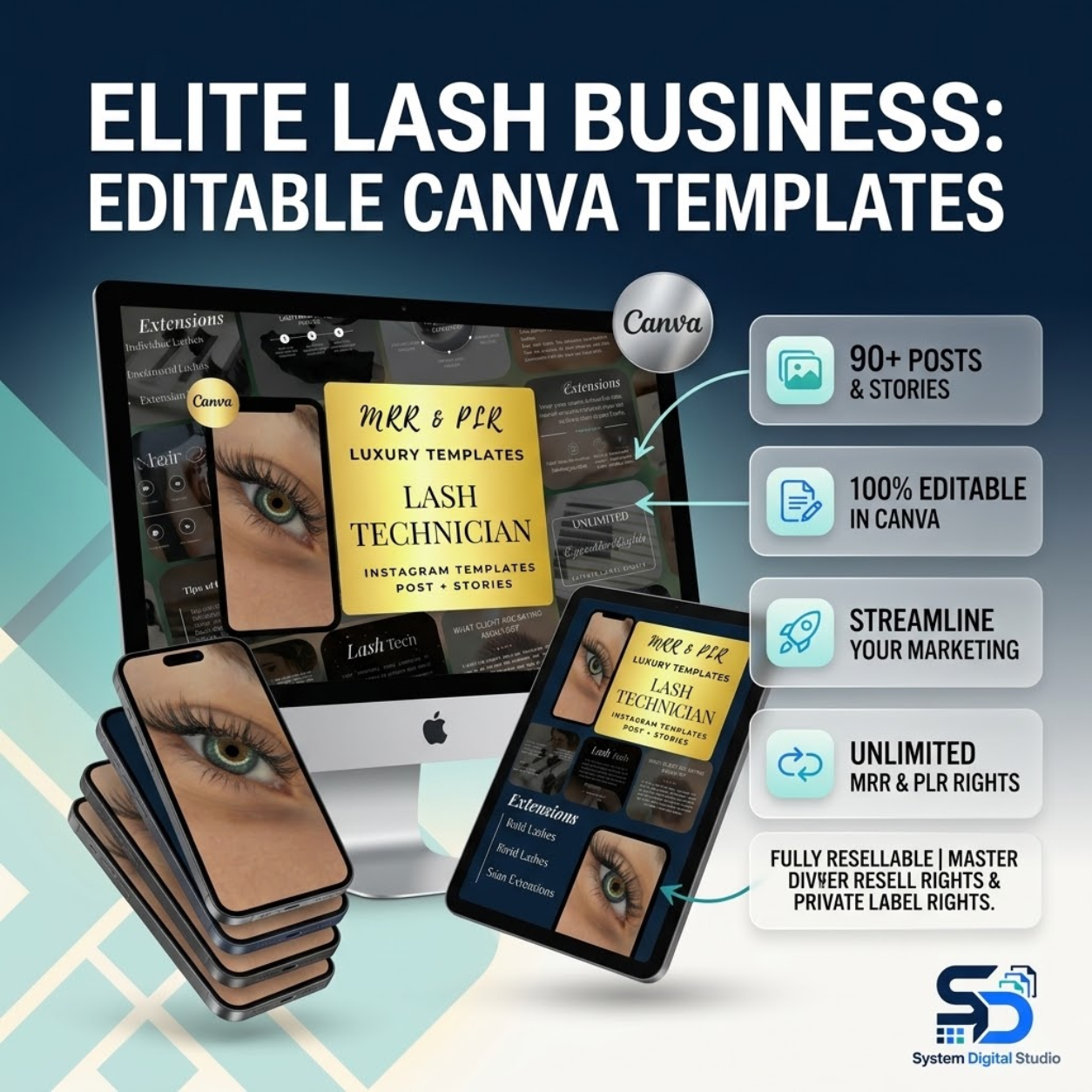 120 Lash Tech Instagram Templates | Lash Stylist Social Media Posts