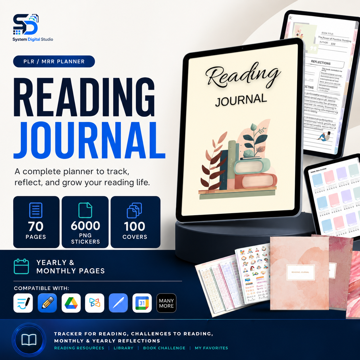 Reading Journal PLR Planner with Master Resell Rights