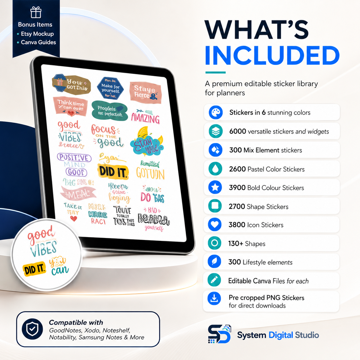 Digital Planner Stickers Bundle – 6,000 PNG Icons & Shapes
