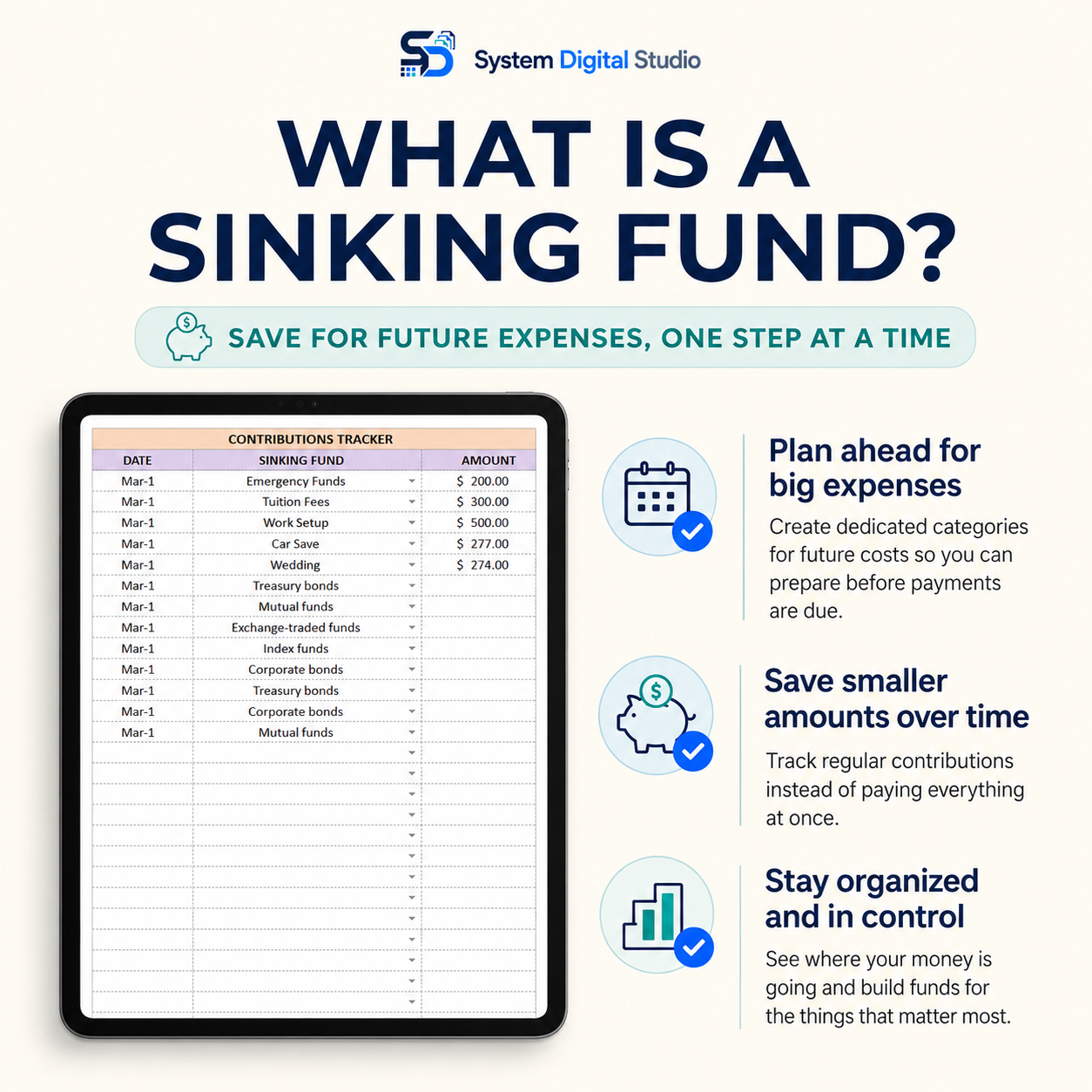 Sinking Funds Tracker for Google Sheets & Excel | PLR & MRR