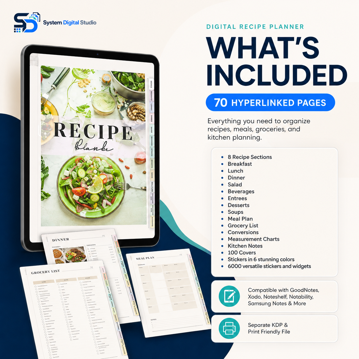Recipe Digital Planner PLR MRR | 500-Page Canva Template