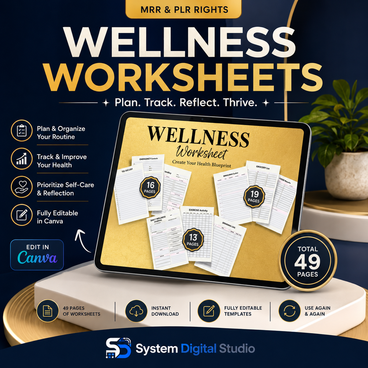 Wellness Worksheet | Fillable PDF & Printable Planner