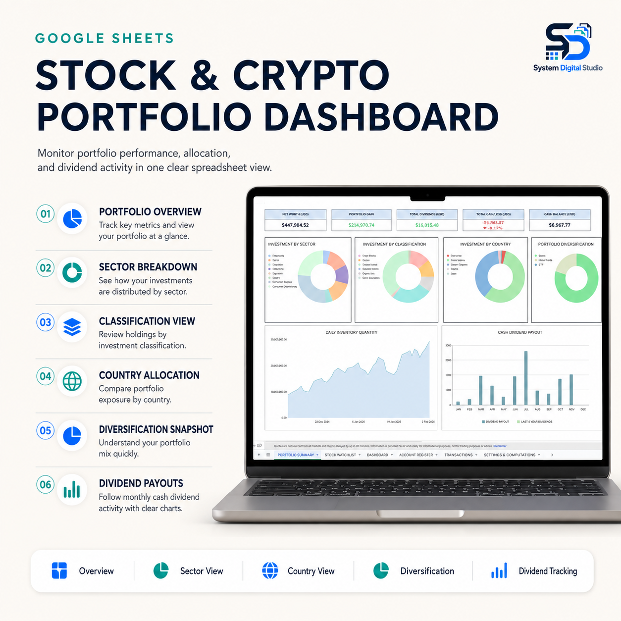 Stock & Crypto Portfolio Tracker Spreadsheet