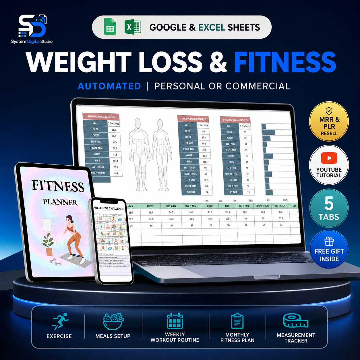 Productivity Spreadsheet Bundle with PLR & MRR