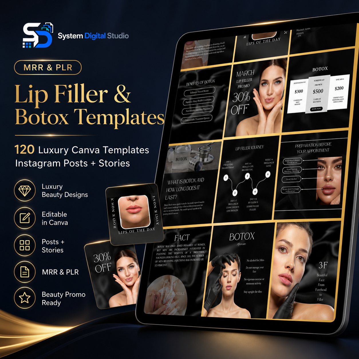 120 Premium Botox & Lip Filler Canva Templates | Instagram Posts & Stories