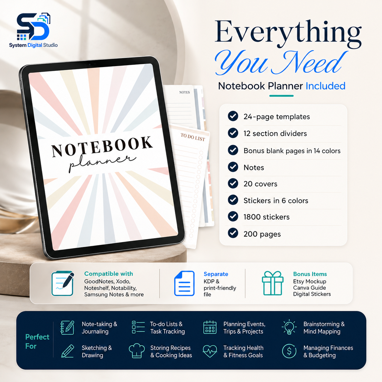 Digital Notebook Planner with Master Resell Rights