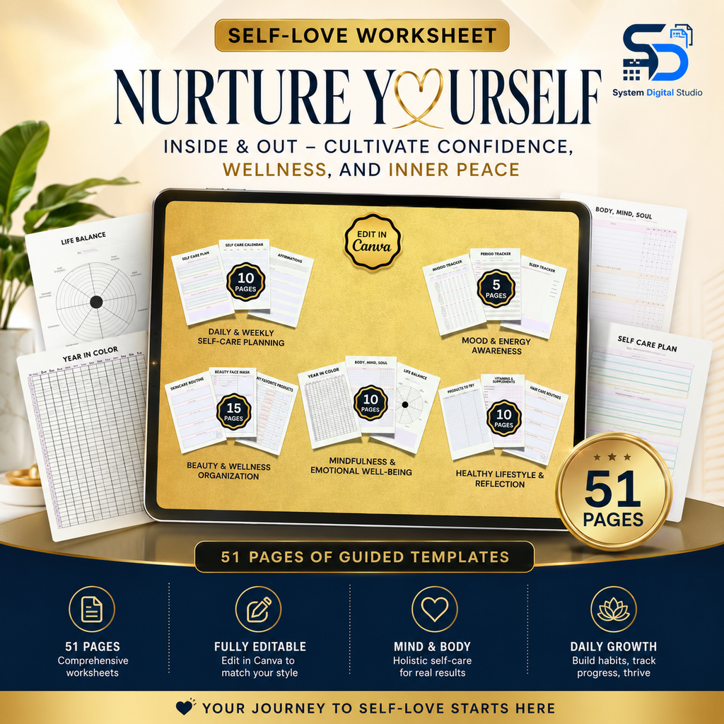 Self-Love Worksheet | Fillable PDF & Printable Planner