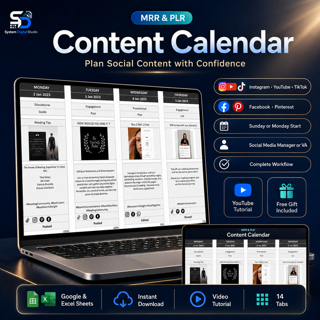 Social Media Planner Bundle & Content Calendar