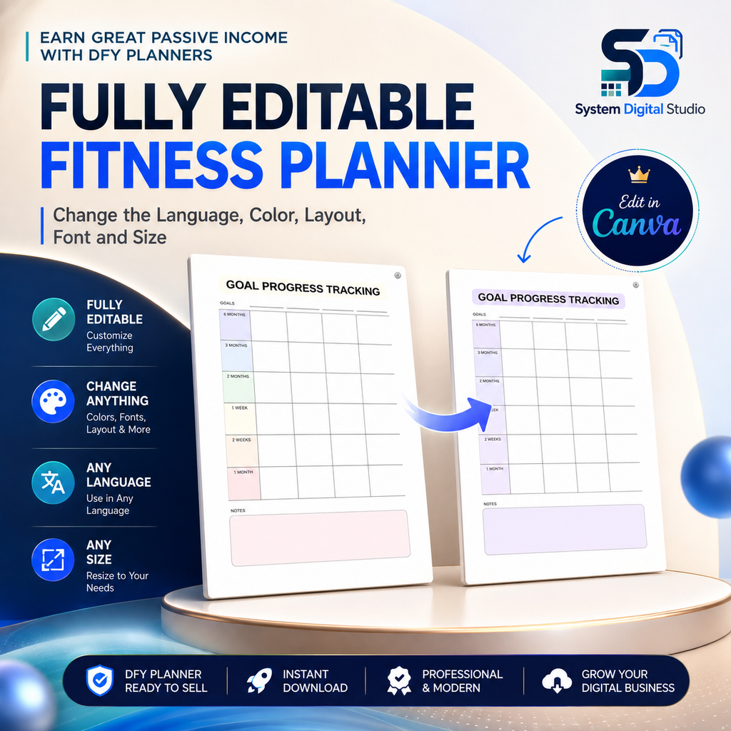 PLR Fitness Printable Planner | Editable Canva Planner