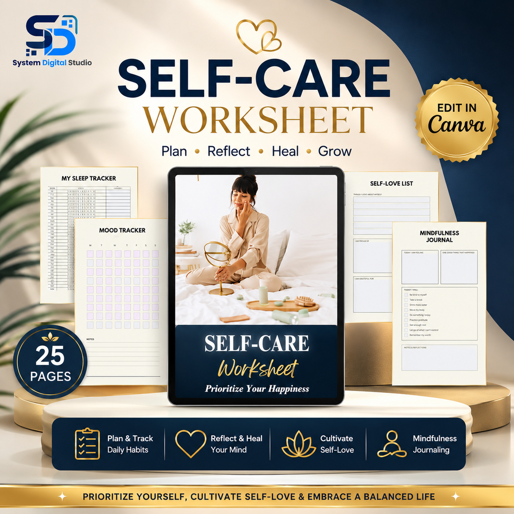 Self-Care Worksheet | Fillable PDF | Printable Planner