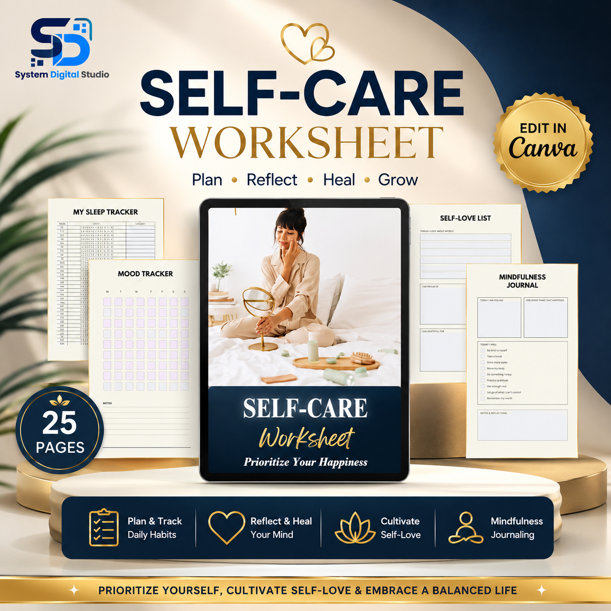 Self-Care Worksheet | Fillable PDF | Printable Planner