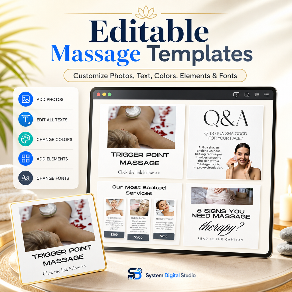 Massage Templates | Massage Therapy Social Media Templates