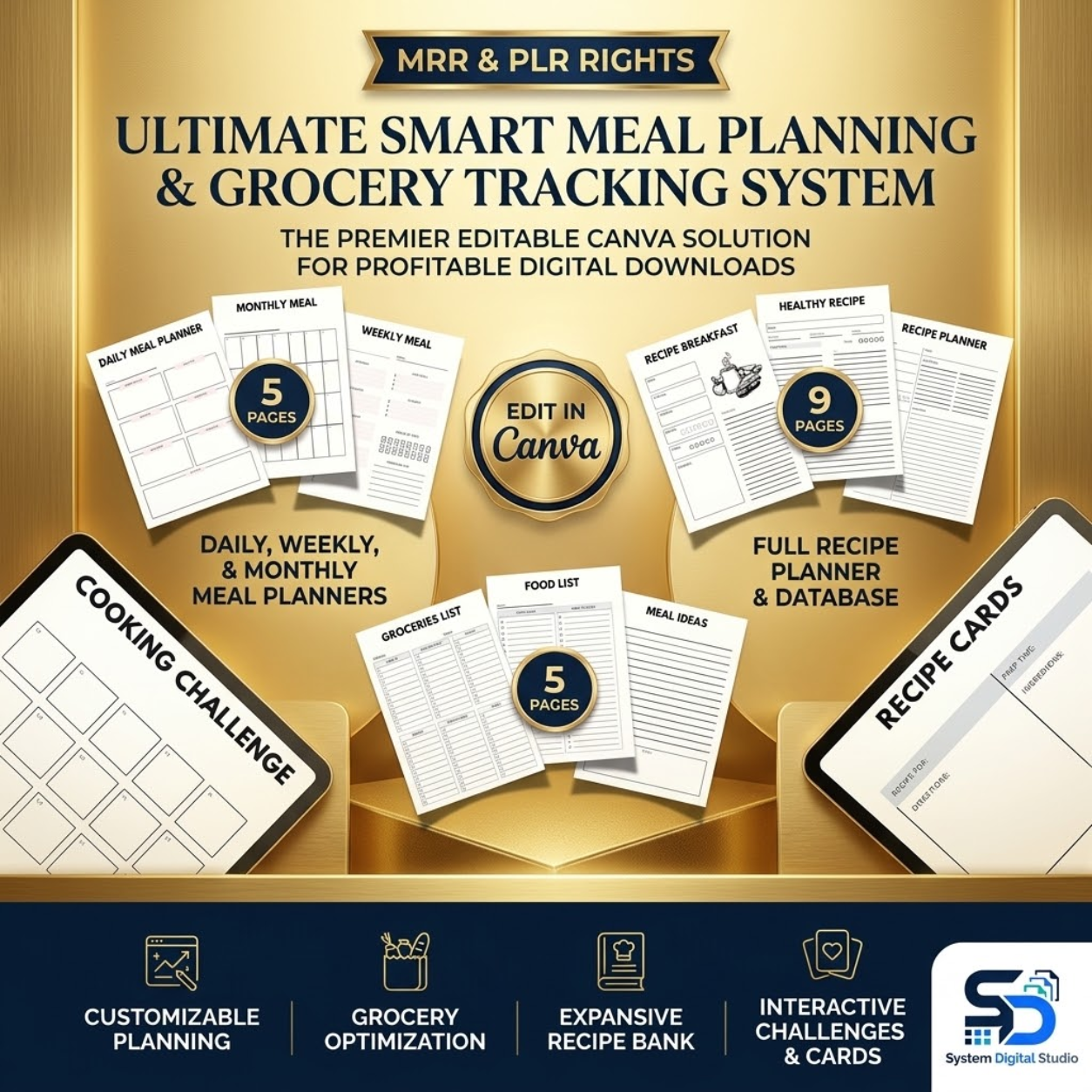 Meal Planner & Grocery List | Printable Meal Prep Organizer