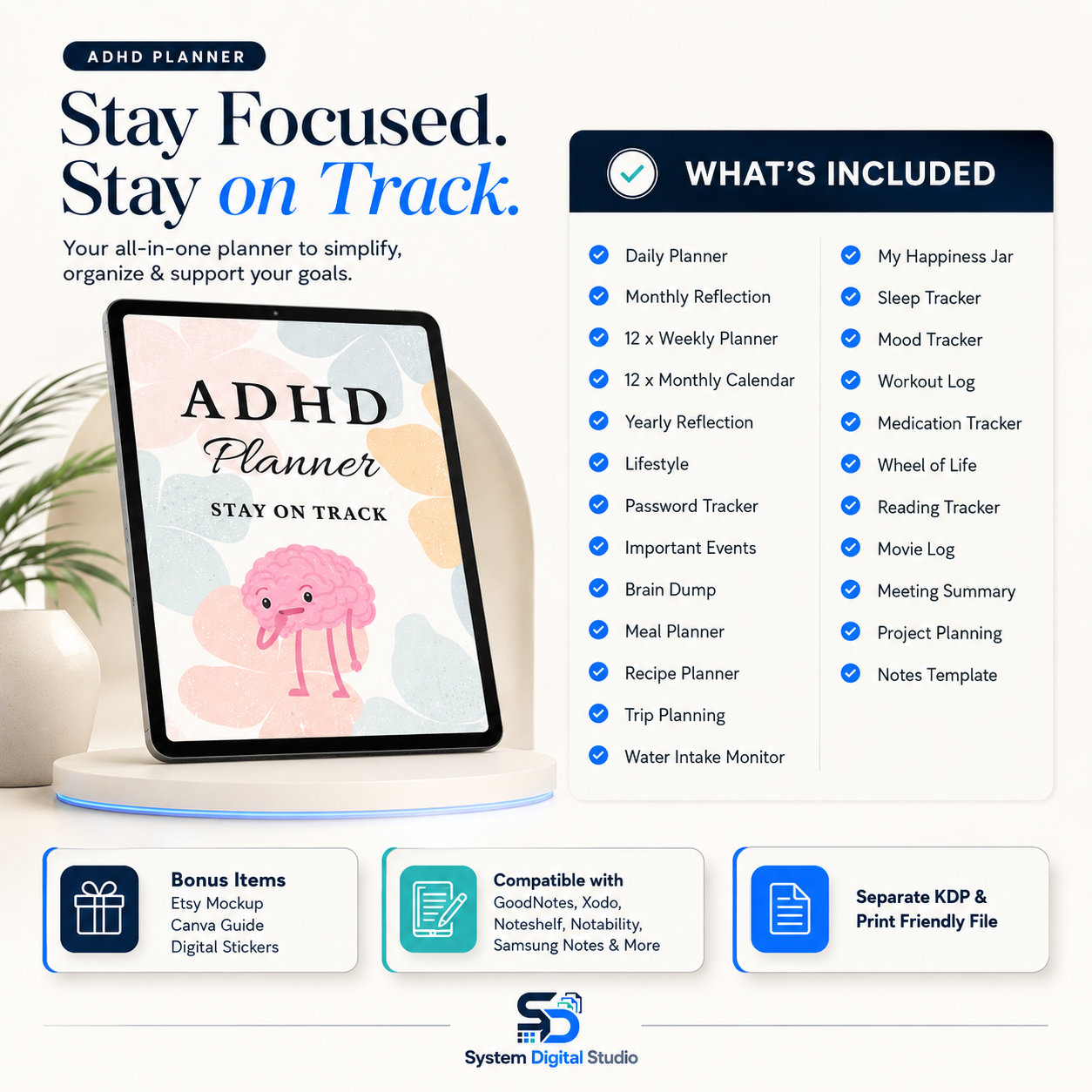 ADHD Digital Planner 2026–2027 | PLR & MRR Rights