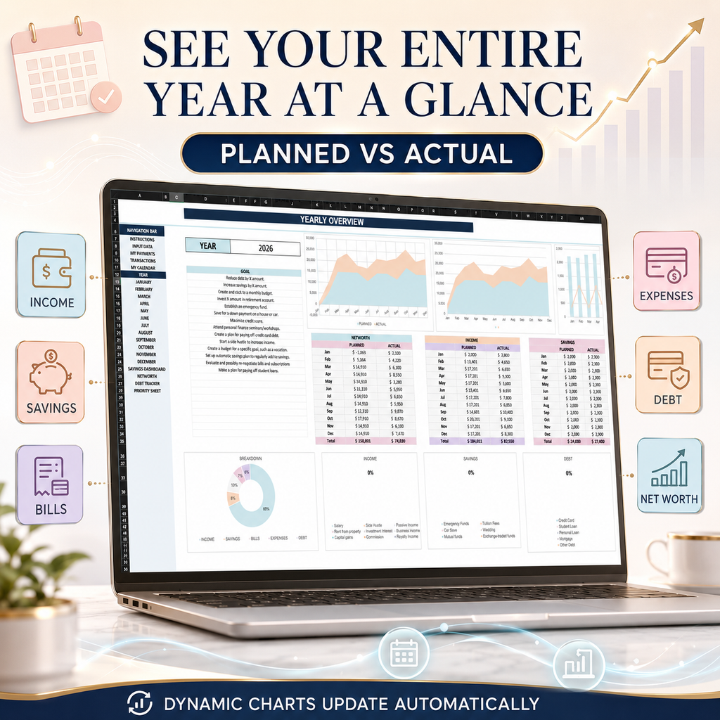 Personal Finance Tracker | 22-Tab Budget Spreadsheet for Google Sheets & Excel