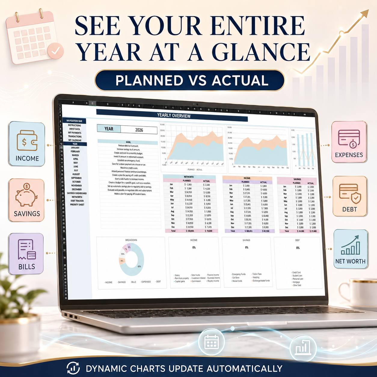 Personal Finance Tracker | 22-Tab Budget Spreadsheet for Google Sheets & Excel