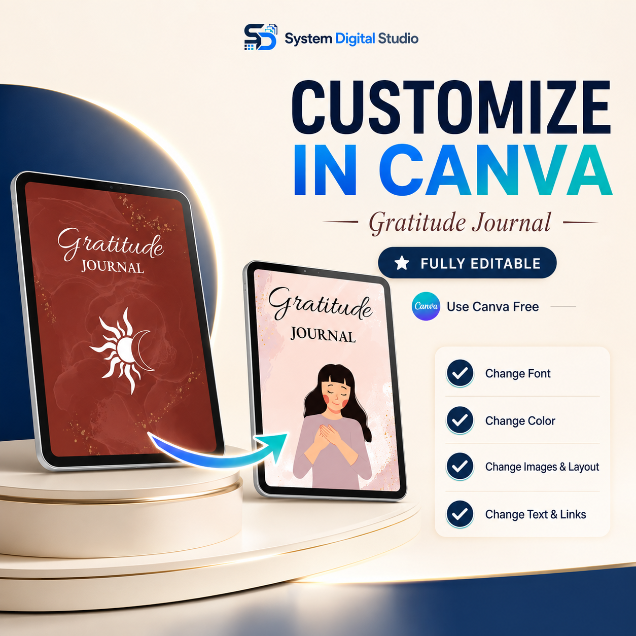 Gratitude Journal Digital Planner with PLR & MRR Rights