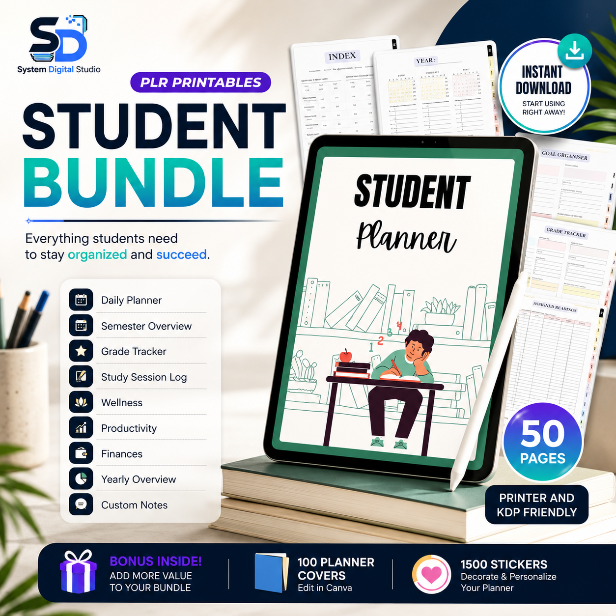 PLR Student Printable Planner | Editable Canva Template