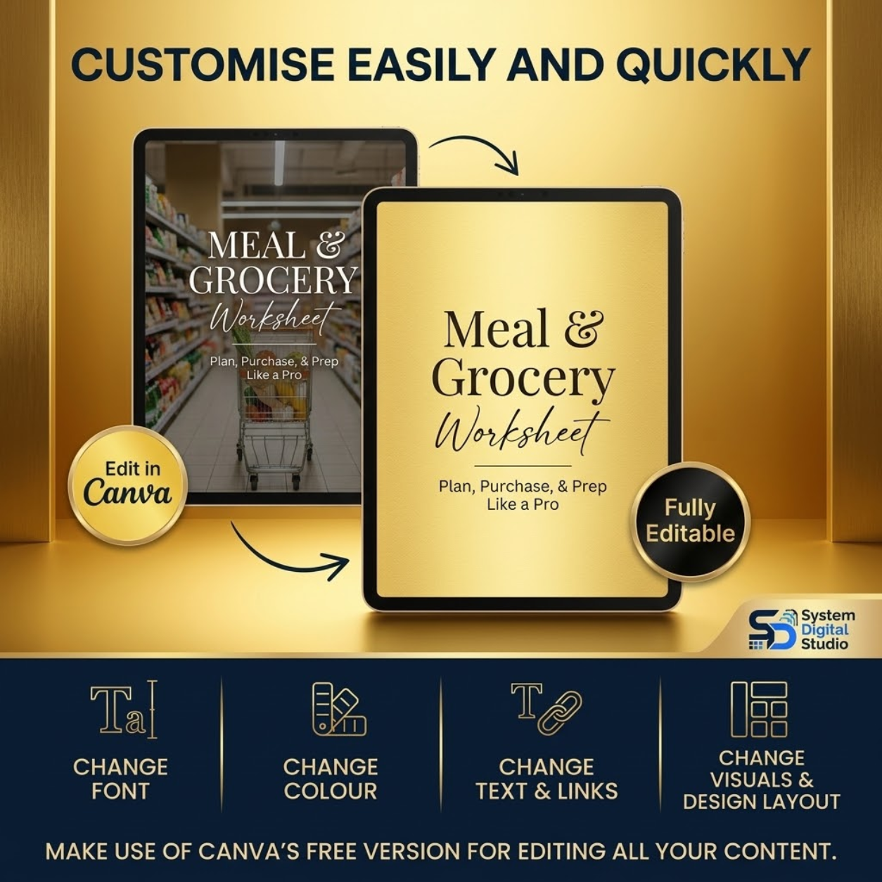 Meal Planner & Grocery List | Printable Meal Prep Organizer