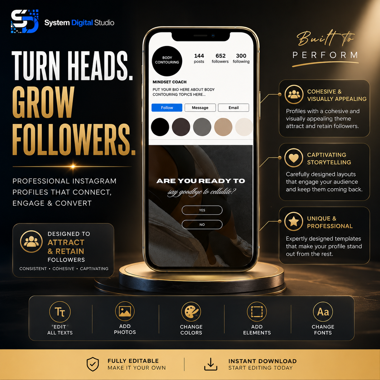 60 Body Sculpting Instagram Templates | RF Cavitation & Medspa Templates