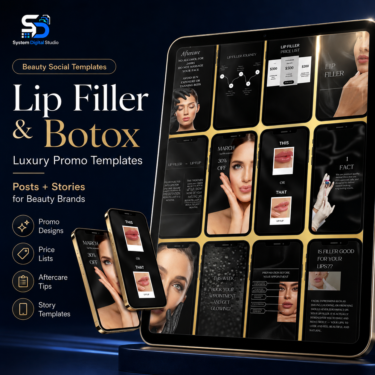 120 Premium Botox & Lip Filler Canva Templates | Instagram Posts & Stories
