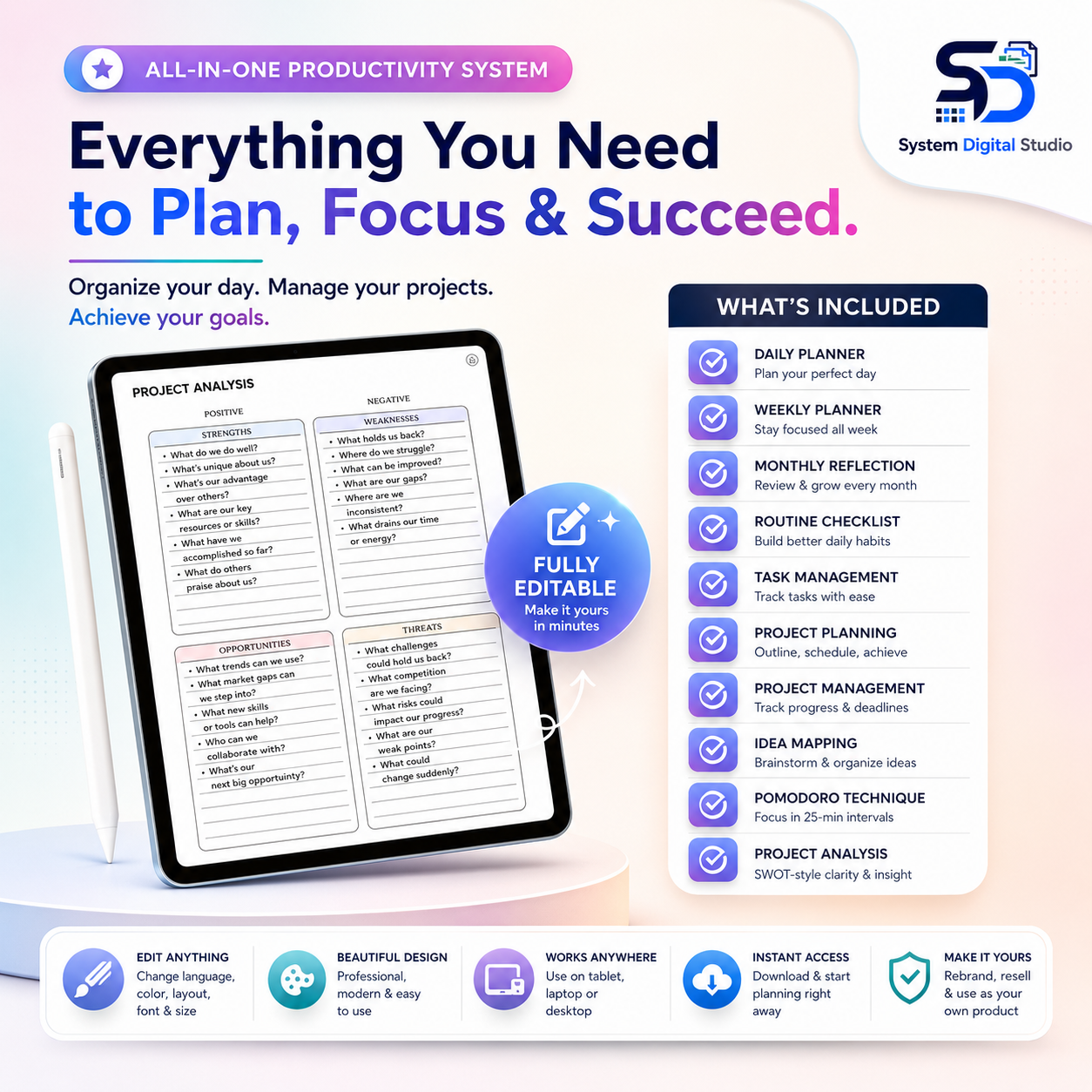 PLR Printable Productivity Planner