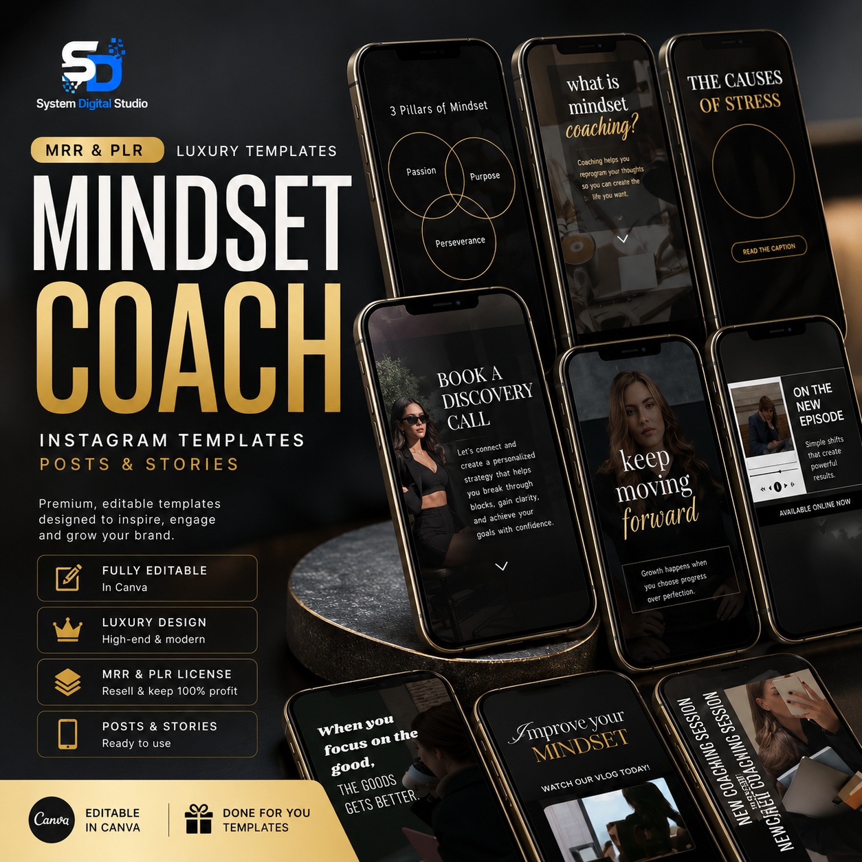 Mindset Coach Instagram Templates | Life Coach Canva Templates