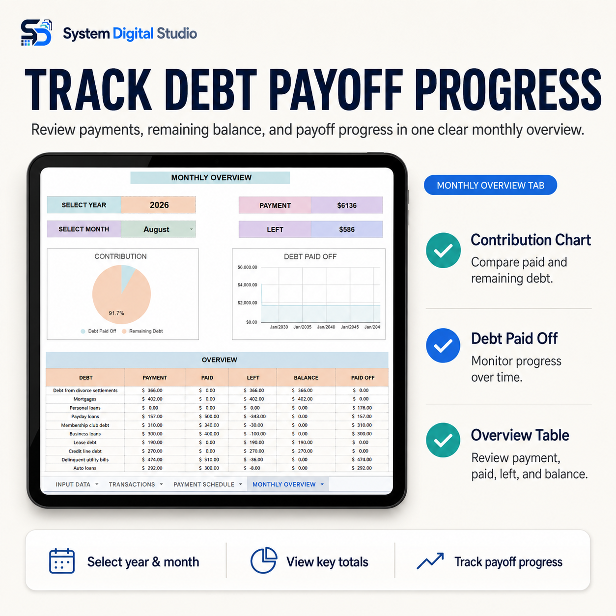DEBT PAYOFF TRACKER | GOOGLE SHEETS + EXCEL