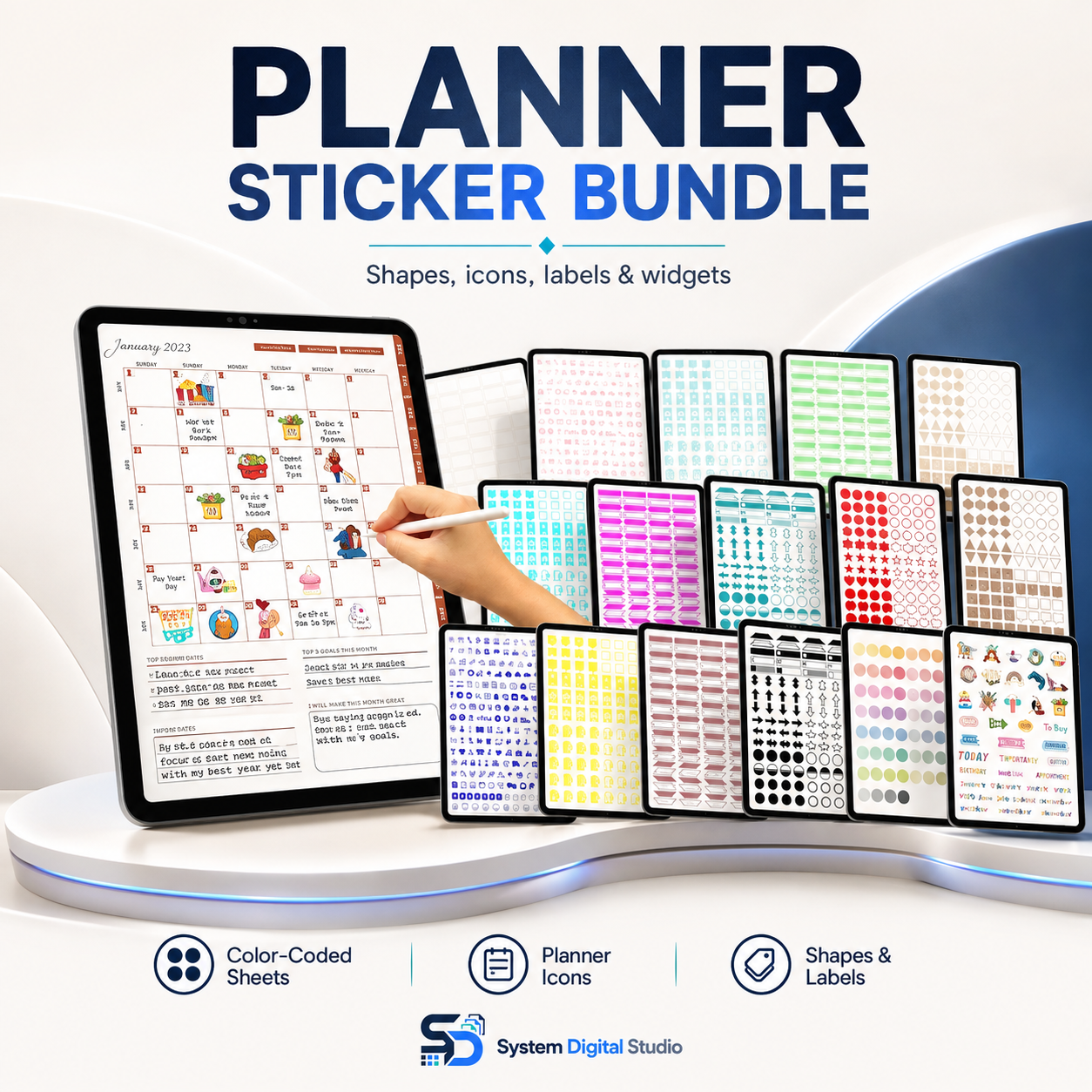 Digital Planner Stickers Bundle – 6,000 PNG Icons & Shapes