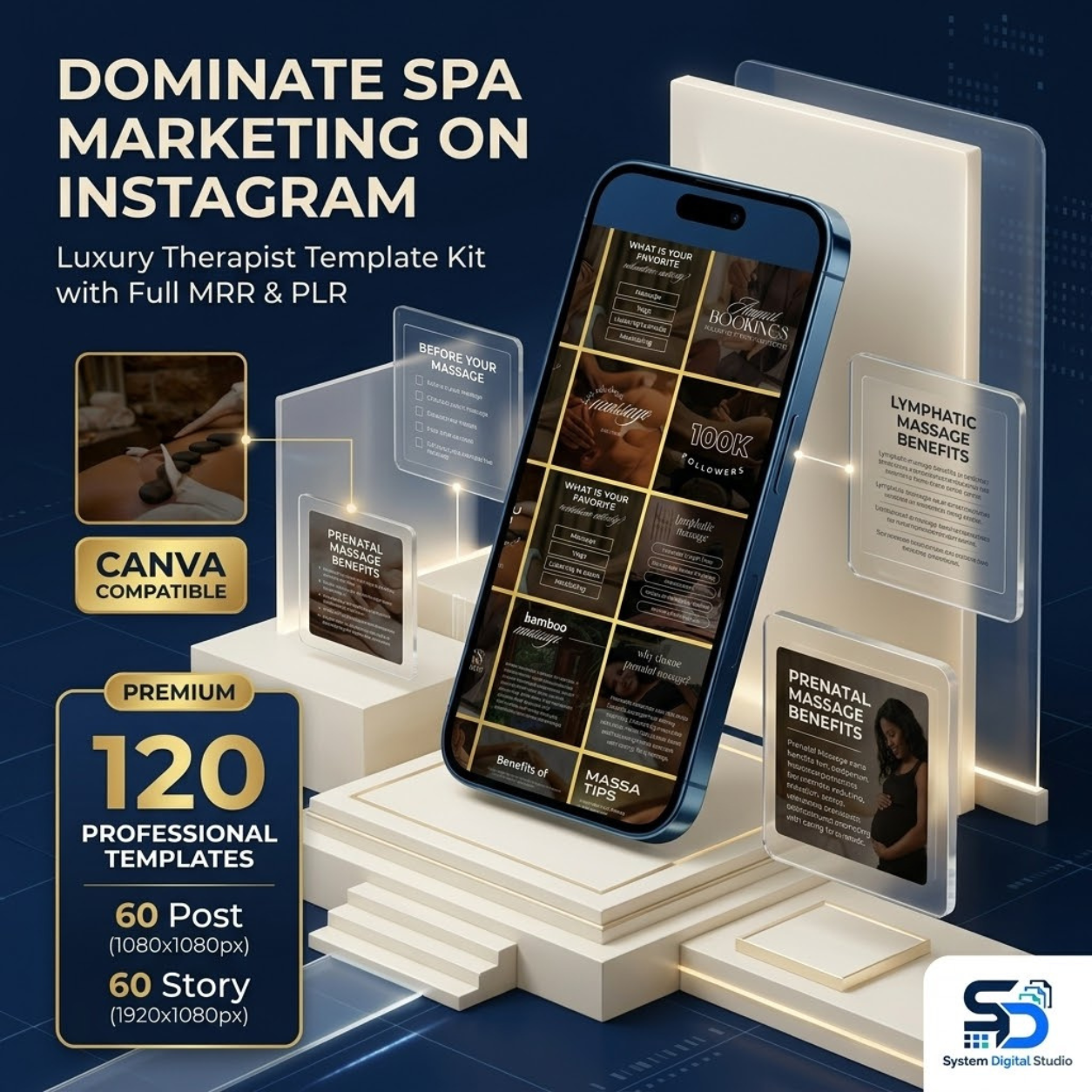 180 Massage Instagram Templates | Massage Therapist Social Media Posts | Spa Instagram Posts