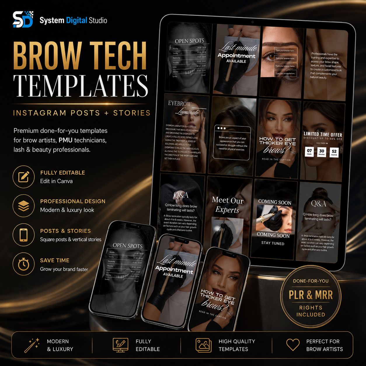 Brow Tech Instagram Templates | Brow Artist Canva Templates
