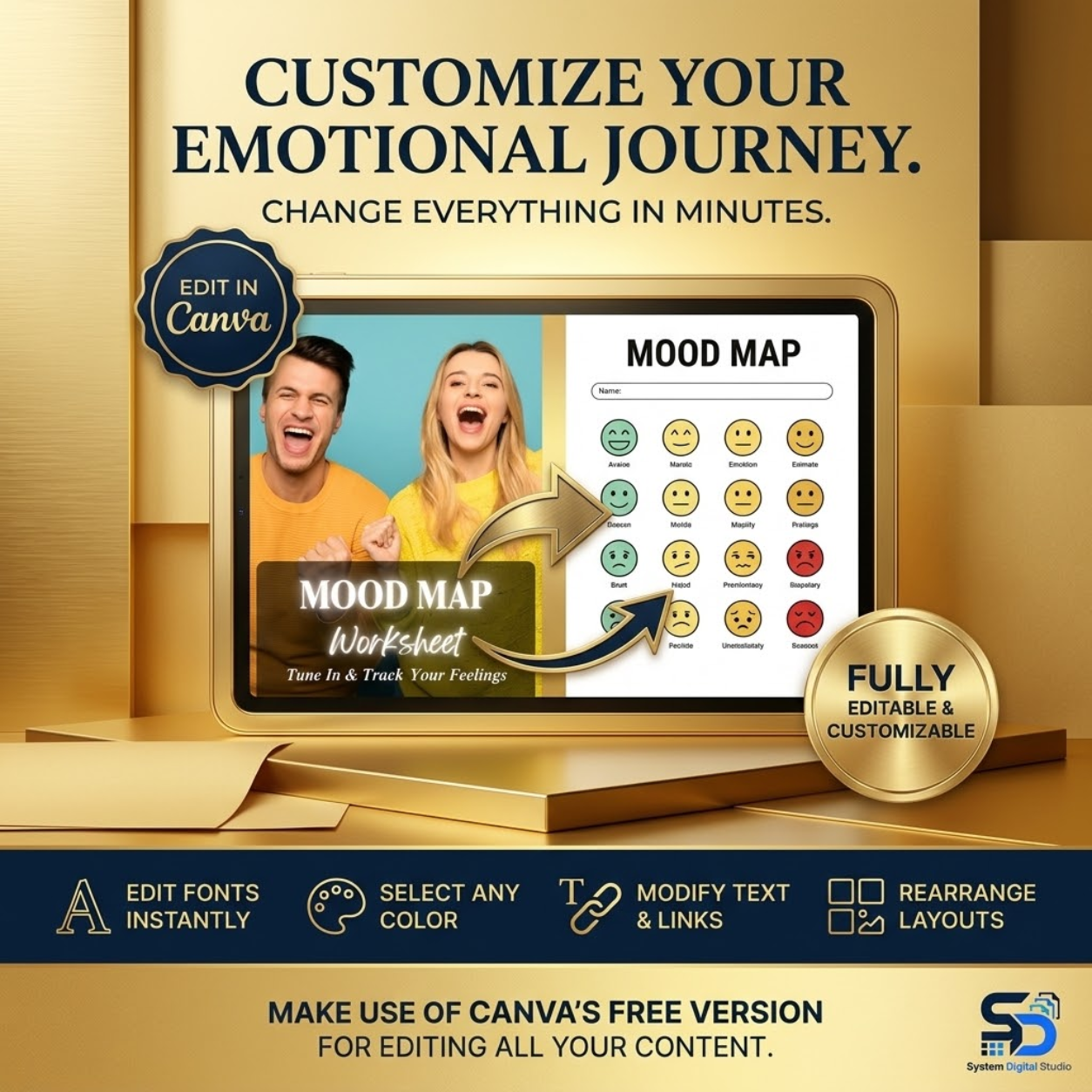 Mood Tracker & Emotion Journal | Printable Wellness Worksheet